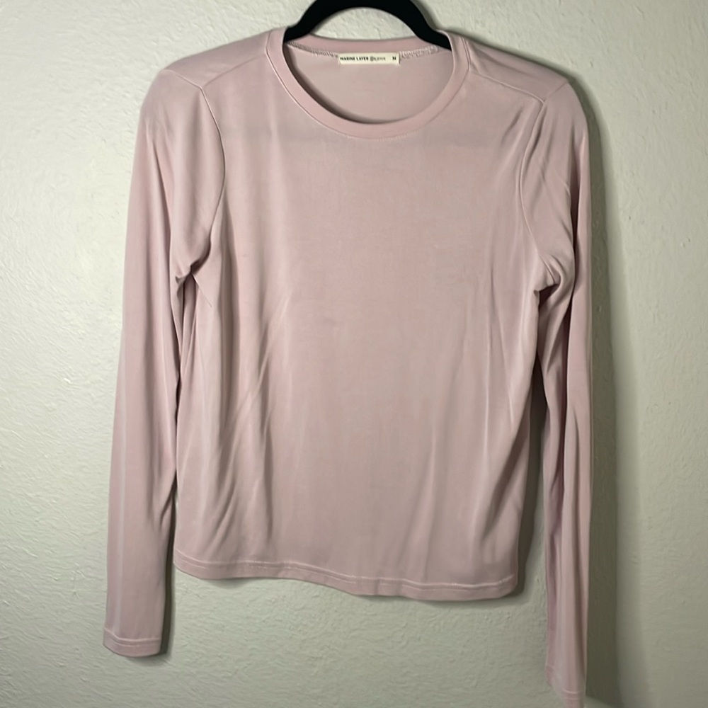 Marine Layer Women’s Long Sleeve T in Light Pink - Medium